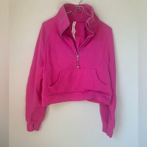 lululemon athletica Bright Pink Half-Zip scuba Hoodie xs/s